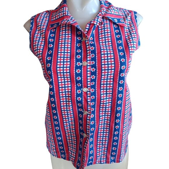 Vintage Women's Medium Blouse 1950's 1of1 Handmade Sleeveless Cropped Country - Picture 2 of 5